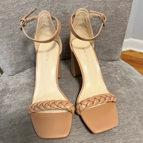 Nine West block heels with square toe- shade: nude - Picture 2 of 6